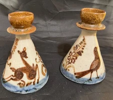 Tonala Set of Two Candleholders deer and bird image for taper candle