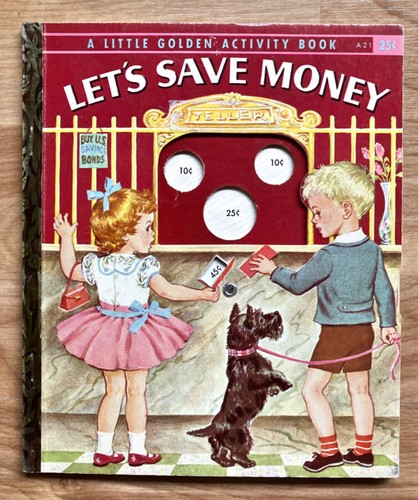 Let's Save Money LITTLE GOLDEN ACTIVITY BOOK LGB "A" Edition A21 VG w/Coin Wheel - 第 1/7 張圖片