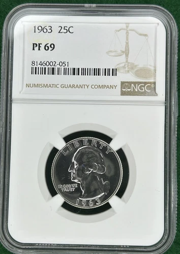 1963 NGC PF69 Proof Washington Silver Quarter Philadelphia Mint