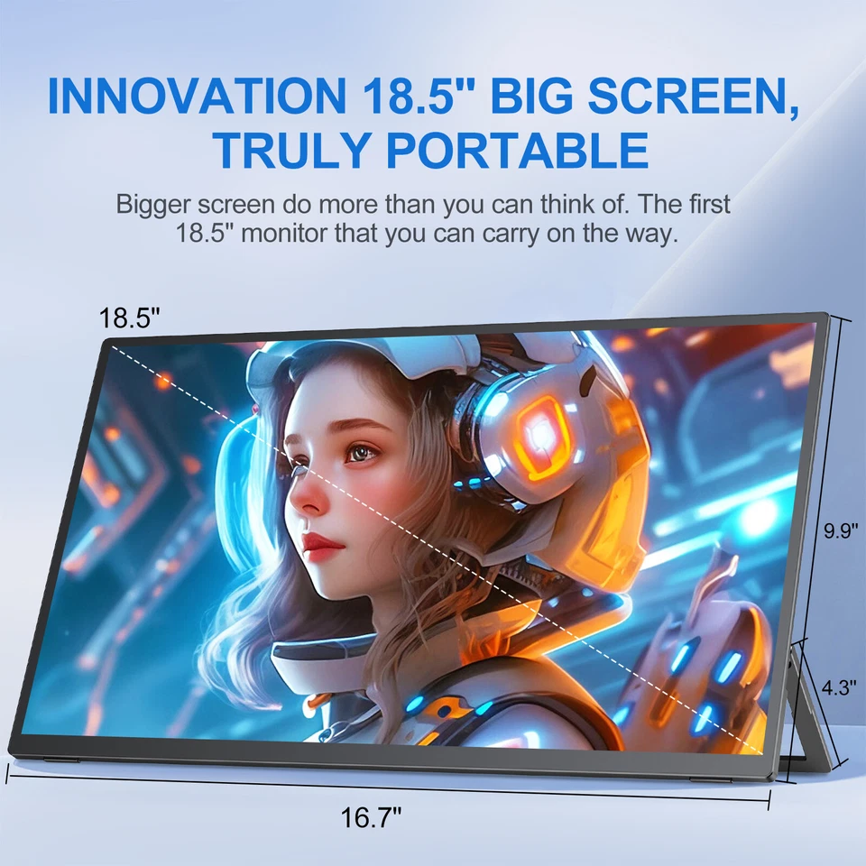 120Hz Touch Portable Monitor, 18,5 Zoll Tragbarer Mobiler IPS Bildschirm FHD HDR - Bild 4 von 4