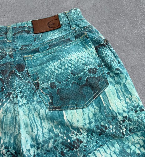2000's Roberto Cavalli JUST CAVALLI Snakeskin Printed Straight Jeans Blue Sz 30 - Picture 5 of 18