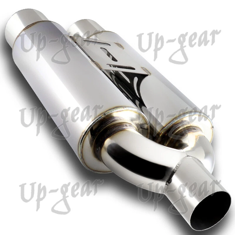 Silenciador Resonador Escape JDM Universal 3.5" Doble Punta Acero Inoxidable Entrada 2.5" Foto 2 de 4