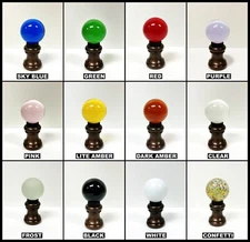 LAMP FINIAL-GLASS ORB IN 12 COLORS-OIL RUBBED BRONZE BASE W/DUAL THREAD (1-Pc.)