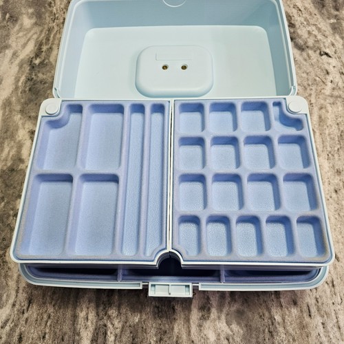 Vintage Caboodles Jewelry Organizer Blue Carrying Storage Case #2420 - Picture 8 of 19
