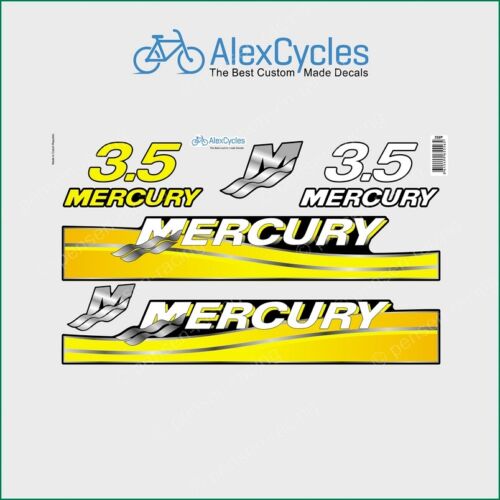 MERCURY Marine 3.5 HP Outboadrs Motor Yellow Laminated Decals Stickers Kit Boat - Picture 1 of 1