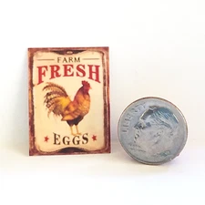 Miniature Fresh Farm Eggs Sign Railroad or Dollhouse Picture Mini Wall Art Print