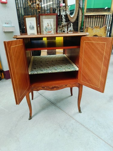 Mobile bar in mogano e bois de rose stile Napoleone III h 101 cm fondo a spe... - Foto 2 di 7