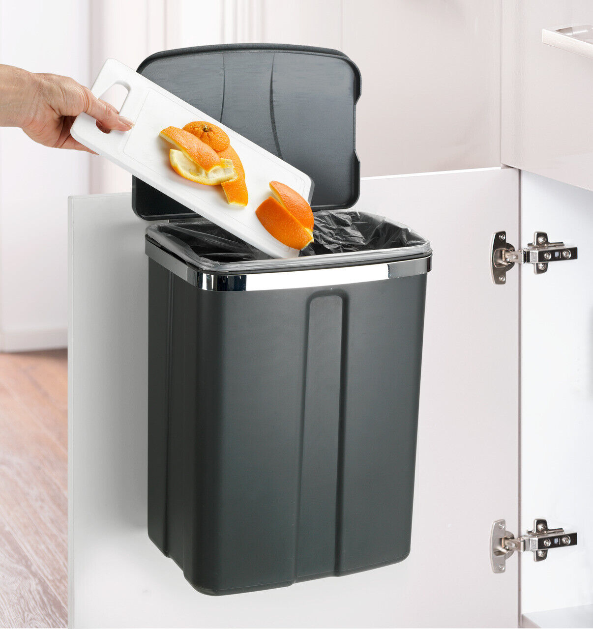 WENKO Tür Müll Abfall Eimer 12 L zum Einhängen Küchen Schränken Ordnung Spülen