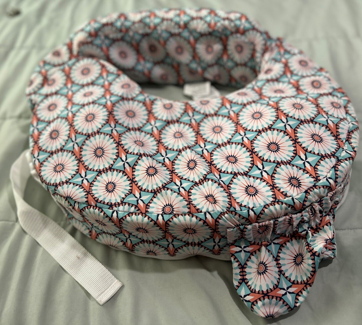 My Breast Friend Nursing Breastfeeding Posture Pillow Pink And Blue With Daisies-image