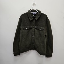 Patagonia Recycled Wool Shirt Button Up Flannel Bomber Green Jacket Size XL