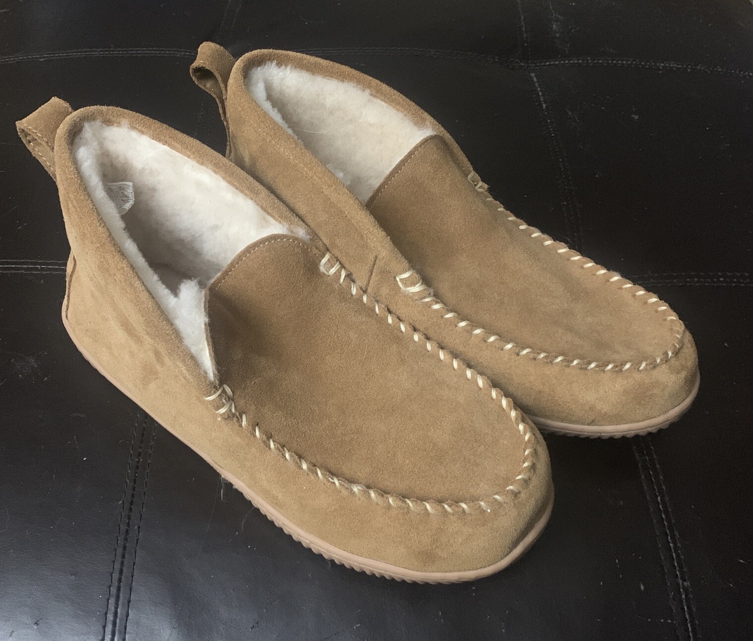 SAOLA Ciabatta Chukka Eddie Bauer in shearling e camoscio nuova senza scatola da uomo taglia 13 suola in gomma SR1