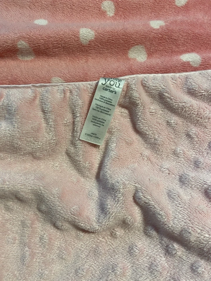 Manta bebé Carters Just One You Pink Heart Bee Minky Dot seguridad Lovey Foto 2 de 2