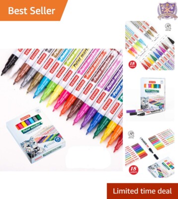 Oil-Based Paint Markers, Extra Fine Point, 18 Colors for Rock and Wood Art