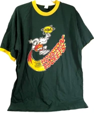 Houston Rockets 1971-72 Logo NBA Vintage 90s Green Original Ringer T-Shirt L