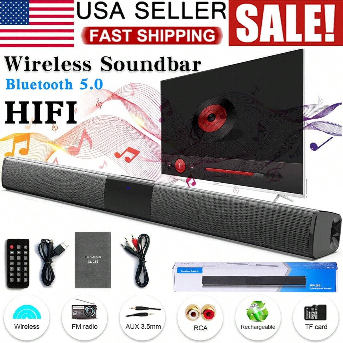 Dazone Surround Sound Bar 4 Speakers System Wireless BT Subwoofer TV Home Theate