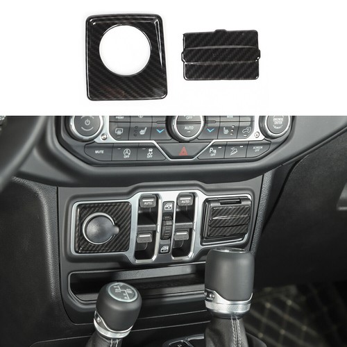 Carbon Fiber Full Set Interior Cover Trim Kit for Jeep Wrangler JL JT 2018-2023 - Picture 29 of 39