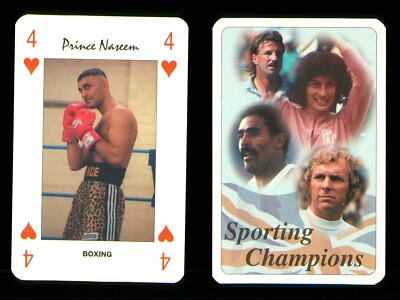 1 x playing card 1990s Prince Naseem Boxing - 4 of Hearts S96