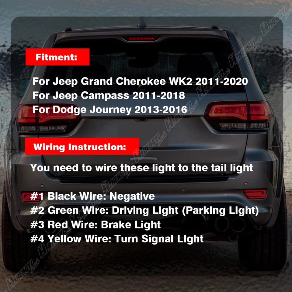 Kit de faros antiniebla LED para parachoques trasero Jeep Grand Cherokee 2011-2021 Foto 3 de 4