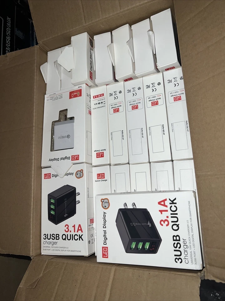 50 PC 3 Port 3.1A Fast Quick Charging Wall Charger LED QC 3.0 3-USB Hub Power - Image 2 of 2