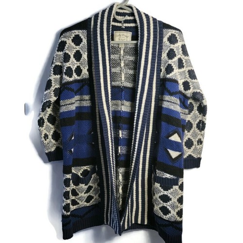 Blue Cardigan Tribal Aztec Sweater Size 