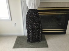 Vintage Sag Harbor black abstract 100 polyester midi skirt