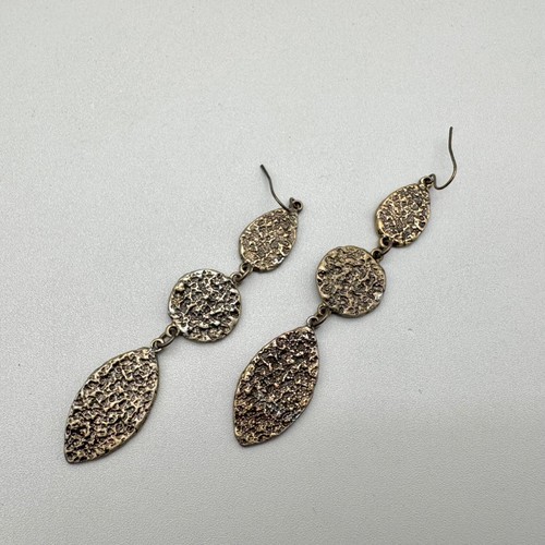 Chicos Earrings Womens Textured Gold Tone Long Dangles Boho Chic 3.25 Inch Drop - Picture 3 of 8
