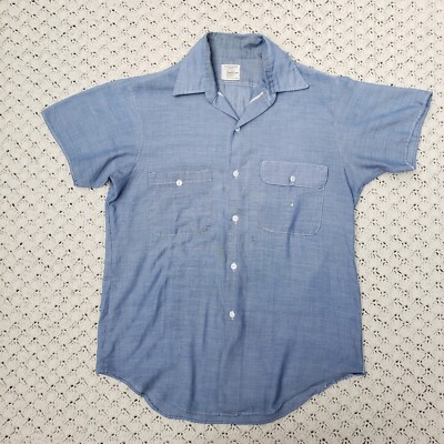 ’80s BIGMAC SHORT SLEEVE CHAMBRAY SHIRT Vintage 1980's Big Mac Chambray Shirt 2XL Blue Short Sleeve