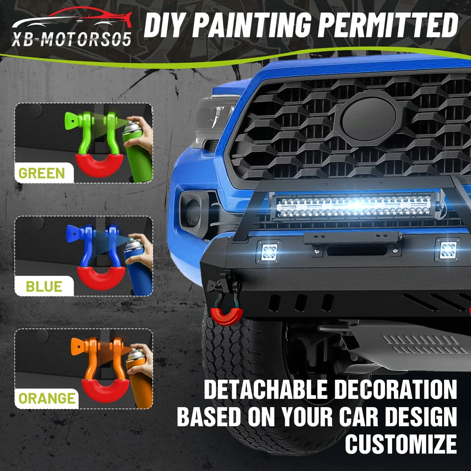 For 2016-2023 Toyota Tacoma 3rd Gen Front Bumper+Winch Plate,D-rings,LED Lights Foto 3 de 4