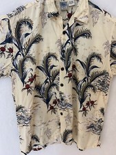Vintage Gotcha Sport Yellow Beach Hawaiian Rayon Button Aloha Shirt Mens Large