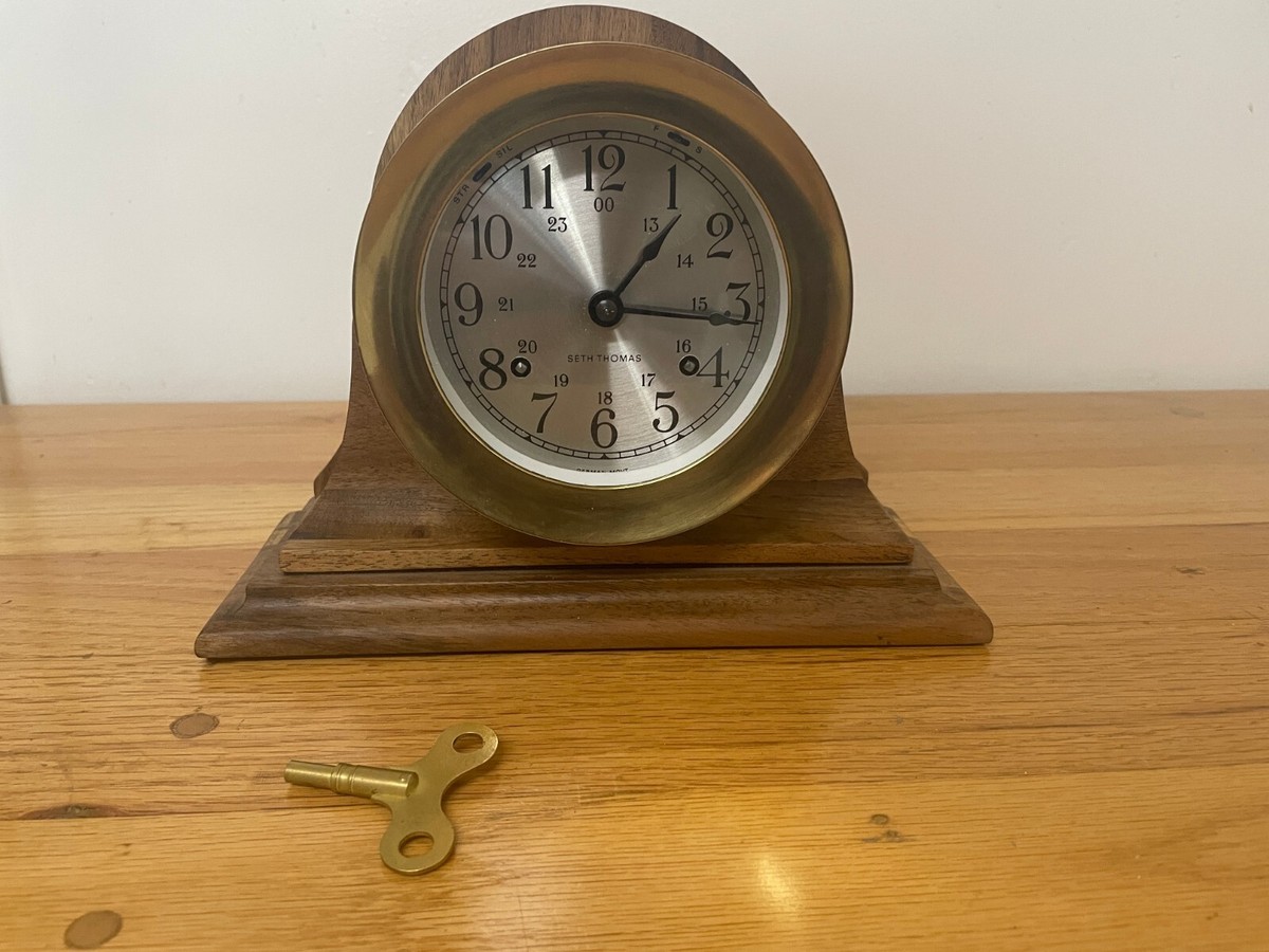 Seth Thomas Brass Ships Clock with Walnut Stand | eBay