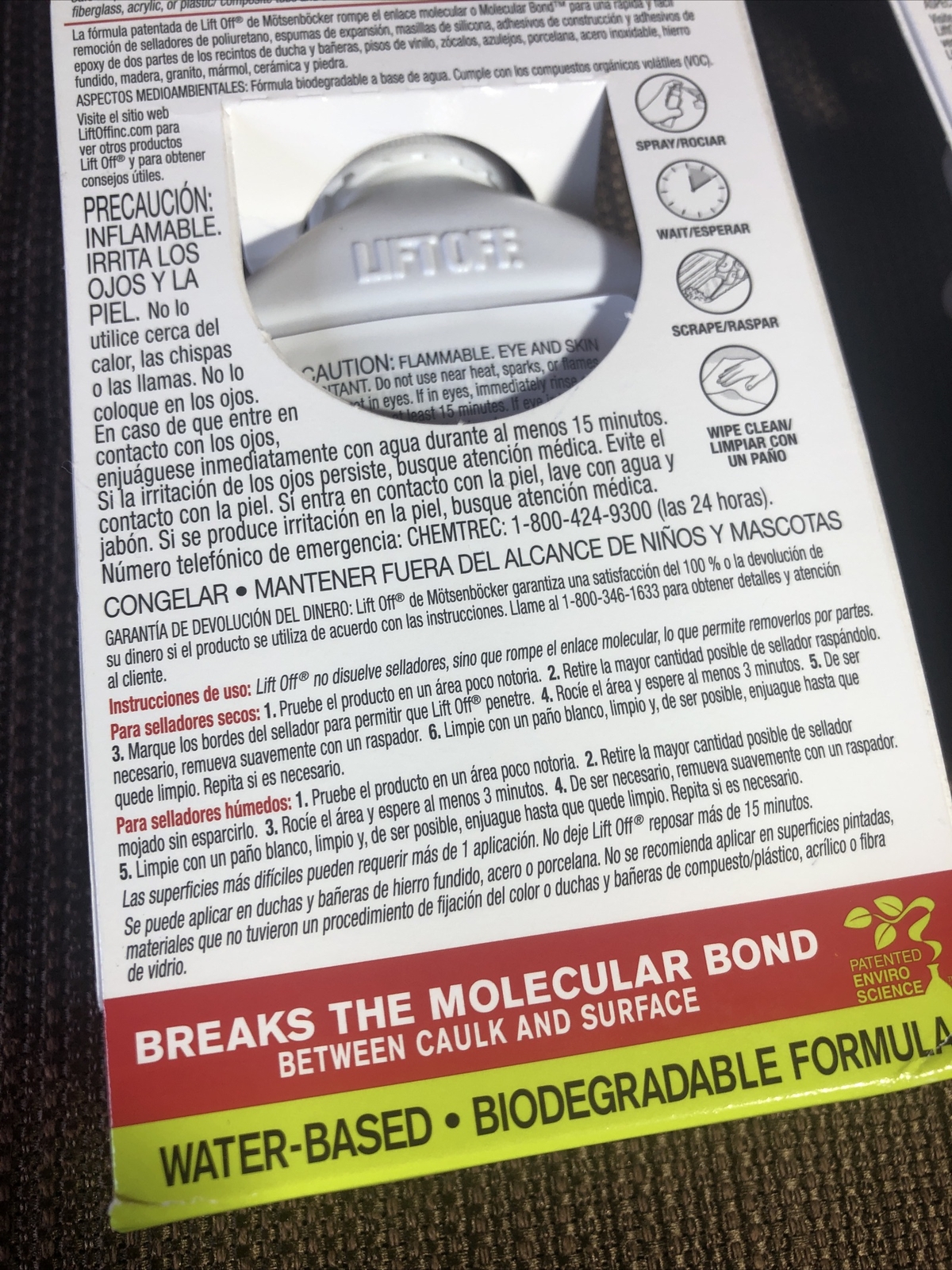 Lot Of 2 Motsenbocker's LIFT OFF Caulk & Sealant Remover 4.5 oz Spray