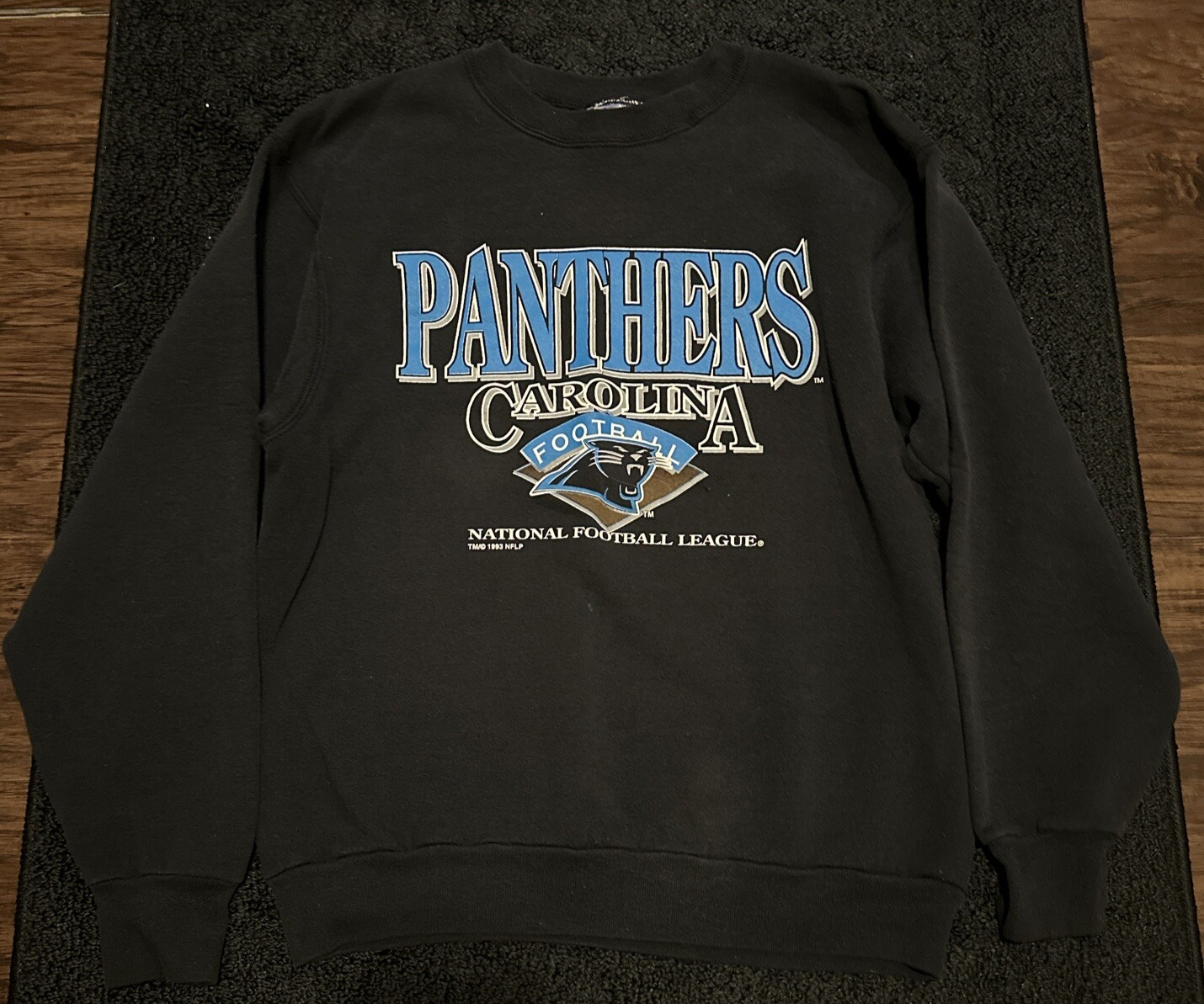 T shirt vintage anni '90 1993 Carolina Panthers fila anteriore finta collo manica lunga taglia L