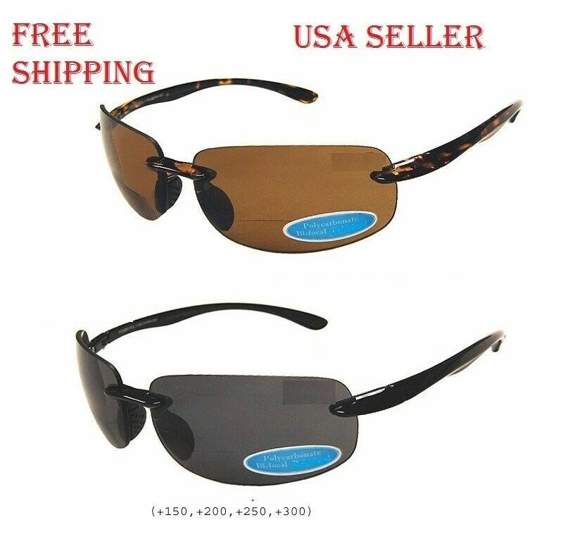 BIFOCAL POLARIZED Sunglasses Reader Frame Men Lightweight Fishing Golf UV400