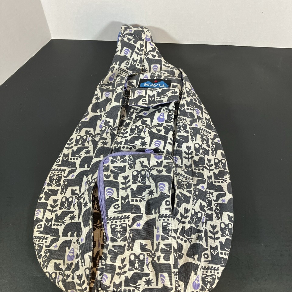 Kavu Charcoal Fable Pattern Crossbody Rope Sling Bag Backpack eBay