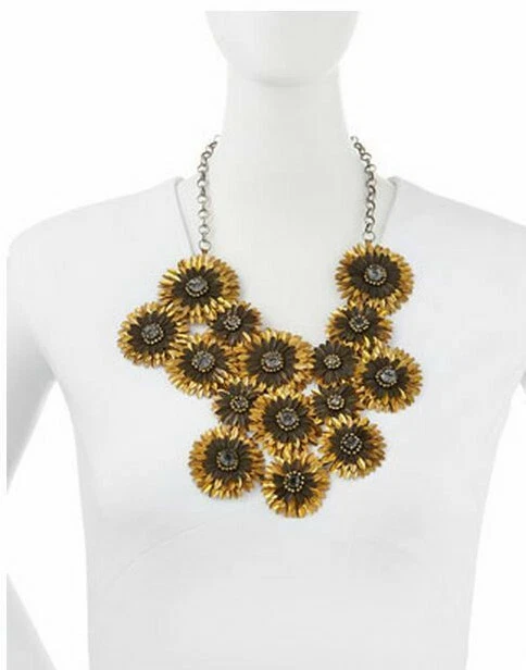 Deepa Gurnani ожерелье маргаритки нагрудник заявление золото черный ошейник воротник - Изображение 3 из 4