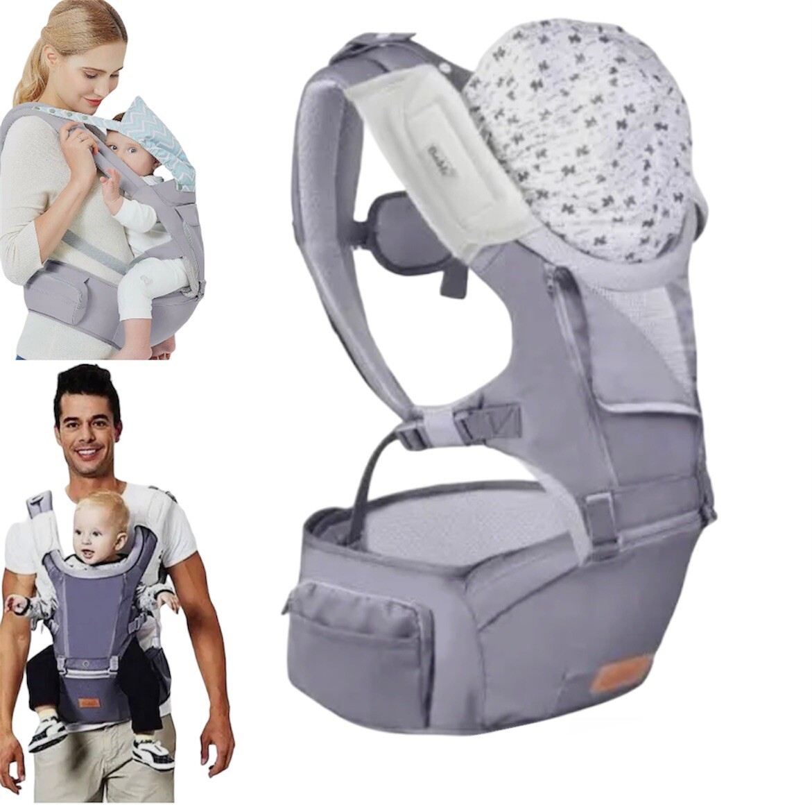 Baby Carrier with Hip Seat Positions Front and Back  8-44 Lbs Canguro Para BB-image