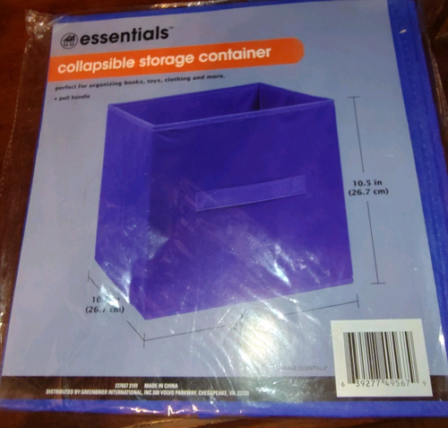 TWO-Essential Fabric Storage Organizer Container/Bins 10.5x11" x10.5" Blue - Picture 3 of 5
