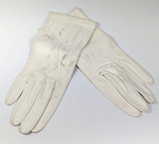 Vintage Women's Cream Leather Gloves Unlined 9" x 3-1/8" SEE DESCRIPTION 