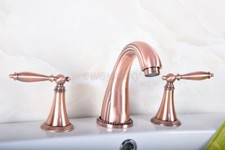 Red Copper 8" Widespread Bathroom Sink Basin Faucet 3 Holes 2 Handles Mixer Tap