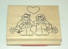 Vintage 1992 Daisy Kingdom Bears and Heart Rubber Stamp B83