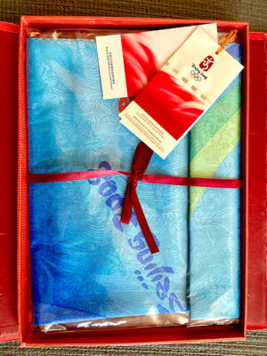 Rare BEIJING 2008 OLYMPICS Official High Quality 100% Silk Scarf New in Package