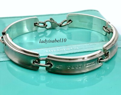 Tiffany Co Men's 1837 Titanium Sterling Silver Bracelet w Box  Authentic