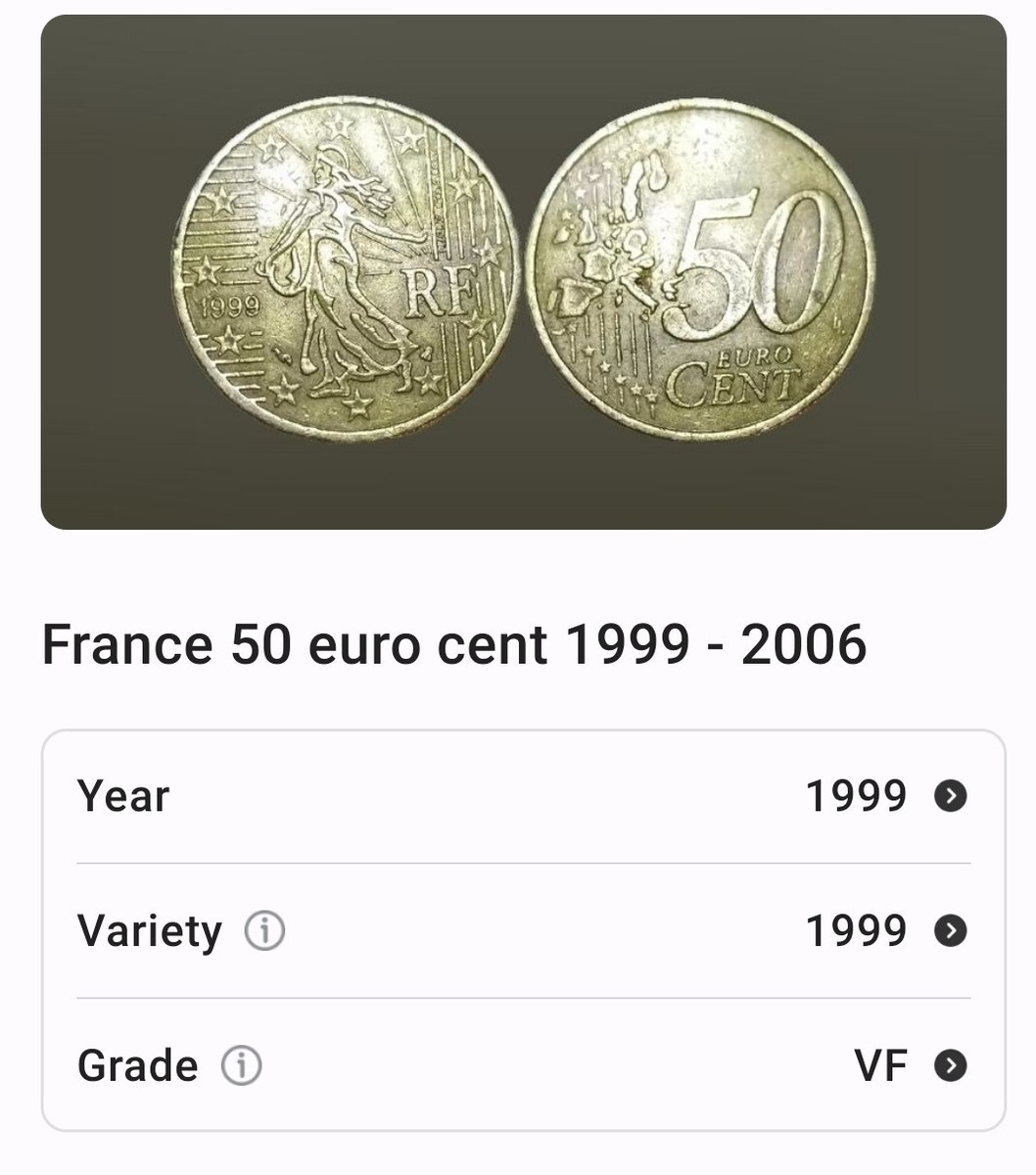 Very Rare 50 Euro Cents Coin FRANCE 1999 A sower in a field Louis Oscar  Roty | eBay
