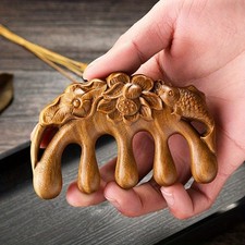 Golden Sandalwood Massage Wood Comb Head Meridian Comb Health Care Massager Tool