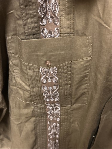 Omega Italy Shirt Mens 3XL 19-19 1/2 Brown Button Down Pockets Cotton Blend New - Picture 6 of 7