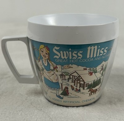 Vintage 1970's Swiss Miss Hot Cocoa West Bend Thermo Serv Insulated Plastic Cup
