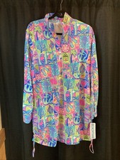 Beachtime By LULU B XL Zip Neck Patchwork Multicolored Long Sleeve Dress