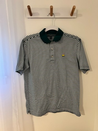 Masters Collection Men's Small Polo Green & White Striped