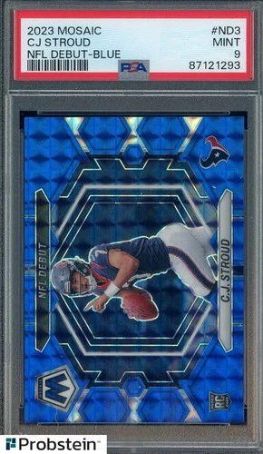 2023 Panini Blue Mosaic Prizm NFL Debut #ND3 CJ Stroud RC Rookie 61/99 PSA 9