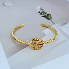 New! Tory Gold Cable Bracelet with Jewelry Pouch